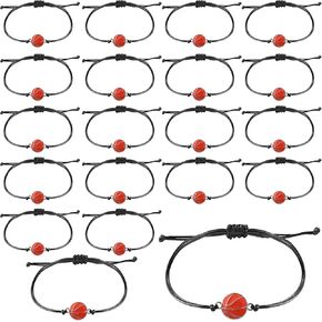 20pcs Sports Party Favors Charm Bracelets, Inspirational Sport Ball Bracelets Sport Themed Bracelets Adjustable Sports Bracelet Sport Jewelry Bracelets for Women Men Adult Gifts