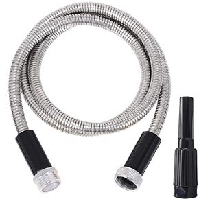 FOXEASE Metal Garden Hose 50 ft - Stainless Steel Water Hose with 2 Nozzles, Lightweight, Tangle Free & Kink Free, Heavy Duty, High Pressure, Flexible, Dog Proof