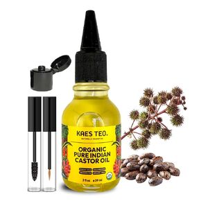 Organic Castor Oil for Eyelashes, Eyebrows, Skin Care, Nail Care, Scalp Treatment, Castor Oil Packs, Hair Growth Oil, Cold-Pressed, USDA Certified, Hexane-Free (2 Fl Oz, Original)