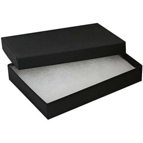 15 Pack Cotton Filled Matte Black Color Paper Cardboard Jewelry Gift and Retail Boxes Size: 5 3/8" x 3 7/8" x 1" Inch by R J Displays