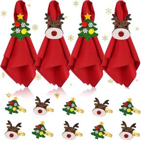 Gold Christmas Napkin Rings Christmas Napkin Rings Set of 6,Xmas Napkin Holder Bling Christmas Tree Serviette Buckle for Delicate Table Decors for Holiday Wedding Dinner Party Decoration