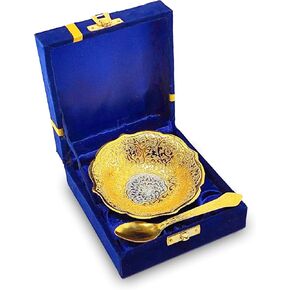 NOBILITY Silver Plated Bowl Spoon Set Light Weight with Blue Box Diwali Christmas Eid Wedding Return Dessert Dry Fruits Serving Gifts Home Decoration Friends Family Corporate Gift Items 6 Sets