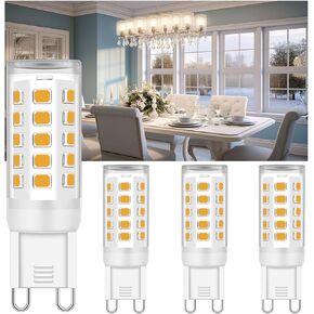 G9 LED لمبة Bi Pin Base، لا وميض 5000K ضوء النهار T4 G9 LED لمبات الإضاءة للثريا، 4W (40W لمبات الهالوجين المكافئة)، زاوية شعاع 360 درجة، غير قابلة للتعتيم للإضاءة المنزلية، 4 عبوات in Kuwait