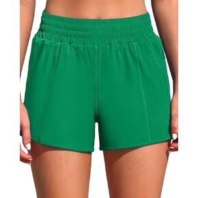 Women's High Waisted Swim Shorts Quick Dry Board Shorts UPF 50+ Swimsuit Bottoms with Liner and Zipper Pockets