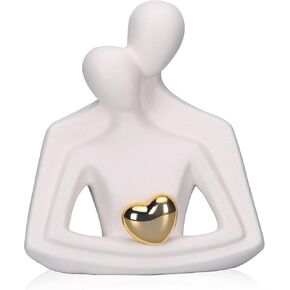 DOVDOV White Ceramic Couple Statue, Love Sculpture Home Decor, Modern Love Sculpture for Living Room Office Bookshelf Coffee Table Dining Table Center Entry Table Home Decor.
