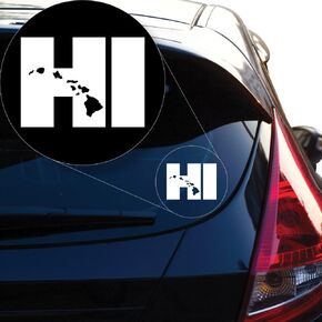 Yoonek Graphics Hawaii HI Hawaiian Island Vinyl Decal Sticker # 889 (4" x 5.5", White)