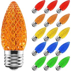 Upgraded 50-Pack C9 LED Christmas Light Replacement Bulbs, Shatterproof LED Bulbs for E17 Base Sockets for Christmas String Lights, Outdoor Waterproof & Dimmable Christmas Village Bulbs - Warm White
