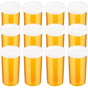 Empty Plastic Pill Bottles with Caps, 12 Pcs Travel Pill Case Holder Medication Vials Easy Open Pill Containers Small Pill Vial Pill Dispenser Organizers, 13 Dram