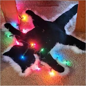 ROKIE Funny Christmas Rugs Light Up Fried Cat Rug Decor National Lampoon Christmas Vacation Village Decorations Xmas Gifts for Family (Warm White)