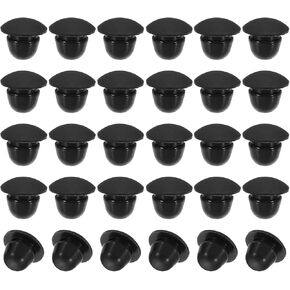 PATIKIL 6mm Diameter Silicone Round Snap, 30 Pcs in Type Locking Furniture Hole Plug Button Arc Shape Protective Cover Fit for 6-6.5mm Hole for Seal Bulkhead Cylinder, Black
