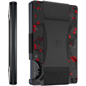 RIDGE wallets for men - The Ultimate RFID Wallet for Modern Dads - Slim, Stylish, and RFID Blocking - Carbon Fiber Card & Cash Strap Wallet (Forged Ember)