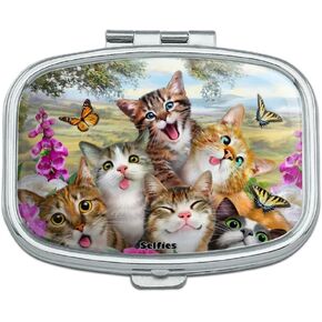 Cats and Butterflies Selfie Rectangle Pill Case Trinket Gift Box