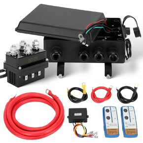 12V 500A Winch Solenoid Relay with Box and Twin Control, 12v 500a Winch Solenoid Contactor Relay for 8000lb-17000lb ATV UTV Truck Jeep Winches