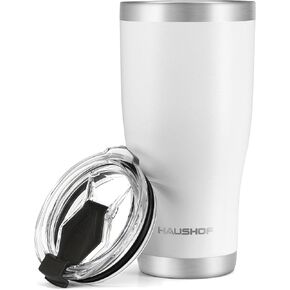 HAUSHOF 20oz Christmas Tumbler, Stainless Steel and Double Wall Insulated Travel Coffee Mug with Lid, Good Choice for Christsmas Gifts-Deep Green with Santa Claus