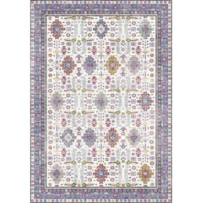 8x10 Area Rugs, Machine Washable Boho Rug, Non Slip Vintage Floral Carpet for Living Room, Bedroom, Dining Room, Soft Low Pile Lightweight Rug Hot Pink Grey 8 x 10