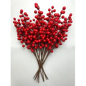 10Pcs Artificial Red Berry Stems, 15.5 Inch Christmas Holly Berry Branches Red Berry Picks for Christmas Tree Wreath Decor Winter Holiday Wedding Home Vase Crafts Decorations