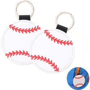 2 PCS Leather Baseball Softball Keychain,Sport Ball Keychain,Large Baseball Softball Accessories Decorations