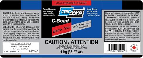CECCORP Super Glue - C-Bond Extra Thin, 35.27 oz (1 kg), Very Low Viscosity Cyanoacrylate Adhesive, Clear CA Glue for All Purposes in Saudi Arabia