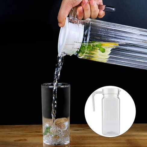 Acrylic Pitcher with Lid,500ml Acrylic Transparent Bottle Striped Water Ice Cold Jug with Lid for Bar Home (500ML) in Saudi Arabia