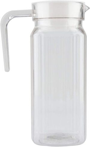 Acrylic Pitcher with Lid,500ml Acrylic Transparent Bottle Striped Water Ice Cold Jug with Lid for Bar Home (500ML) in Saudi Arabia