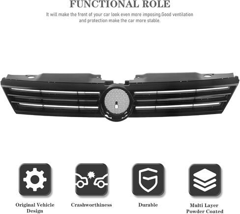 CarPartsDepot Front Bumper Lower Grille Grill Black Plastic Compatible for 2011-2014 Jetta Fits 5C6853671RYP VW1036120 in Saudi Arabia