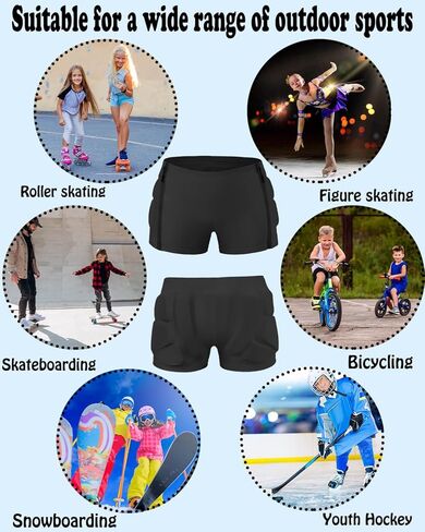 Kids Padded Shorts-Zipper HIPS Protectective Gear for Cycling Snowing Ski Skating, 3D HIPS Pads for Butt Tailbone in Kuwait