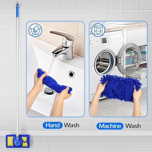 Wall Cleaner Mop with Long Handle, Wall Dust Cleaning Mop for Washing Walls with 2 Microfiber Reusable Mop Pads,Dry Dust and Wet Wash Cleaning Mop for Wall Washer, Ceiling Cleaner, Baseboard Duster… in Saudi Arabia