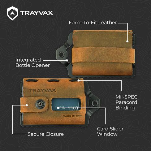 Trayvax Element Wallet (Black | Tobacco Brown Leather) in Kuwait