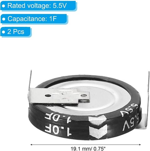 PATIKIL 2 Pcs 5.5V Super Capacitors, 1F H-Shaped Button Capacitor High Energy Low Resistance High Consistency for AC Motor Power Display Screen, Black in Saudi Arabia