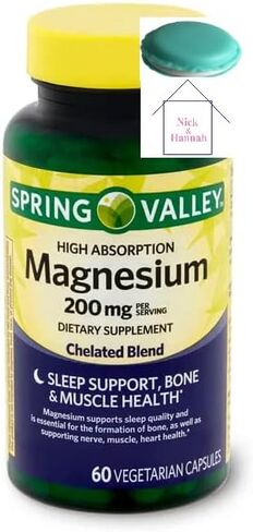 Spring Valley High Absorption Magnesium 200 mg, Sleep Support, 60 Capsules + 1 Mini Pill Container (Color Varies) in Saudi Arabia