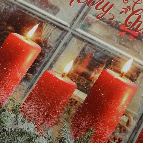 NIKKY HOME 16" x 12" Christmas LED Lighted Canvas Wall Art Prints Light Up Tree and Snow House Picture Winter Scene for Holiday Decor in Kuwait