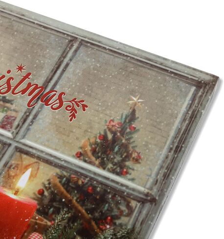 NIKKY HOME 16" x 12" Christmas LED Lighted Canvas Wall Art Prints Light Up Tree and Snow House Picture Winter Scene for Holiday Decor in Kuwait