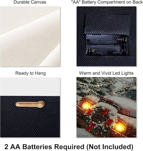 NIKKY HOME 16" x 12" Christmas LED Lighted Canvas Wall Art Prints Light Up Tree and Snow House Picture Winter Scene for Holiday Decor in Kuwait