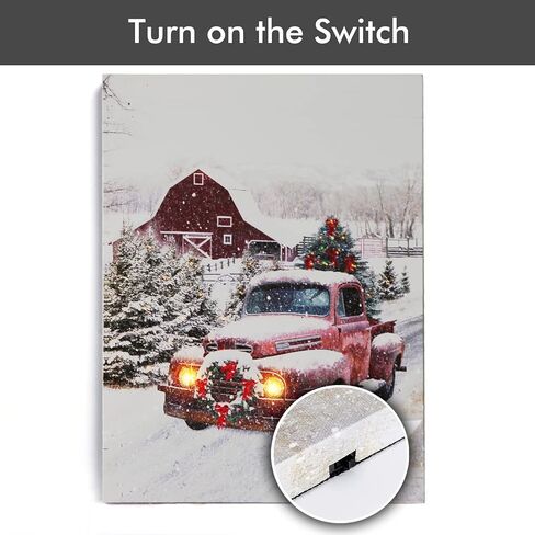 NIKKY HOME 16" x 12" Christmas LED Lighted Canvas Wall Art Prints Light Up Tree and Snow House Picture Winter Scene for Holiday Decor in Kuwait