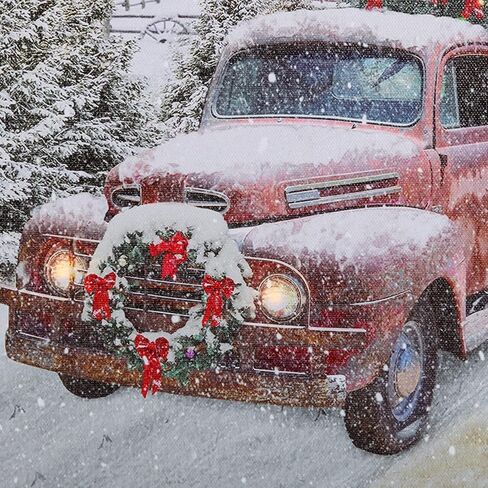 NIKKY HOME 16" x 12" Christmas LED Lighted Canvas Wall Art Prints Light Up Tree and Snow House Picture Winter Scene for Holiday Decor in Kuwait