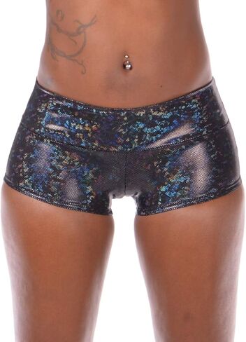 Revolver Fashion/Funstigators Festival Clothing: Women's Holographic Booty Shorts - Athletic Fit with Gusset & Pocket in Kuwait