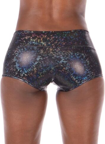 Revolver Fashion/Funstigators Festival Clothing: Women's Holographic Booty Shorts - Athletic Fit with Gusset & Pocket in Kuwait