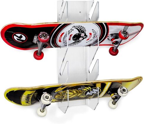 SOURCEONE.ORG Deluxe Tier Skateboard Storage Display Rack - Invisible Clear Acrylic Wall Mount Display in Kuwait