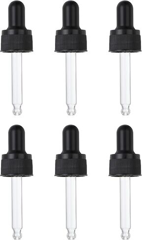 PATIKIL Glass Eye Dropper Caps, 6 Pcs Plastic Glass Dropper Closure Top for 10ml(1/3oz) Essential Oils Bottle, Perfume, Lab Experiments, Black in Saudi Arabia