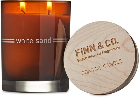 FINN & CO.، شمعة رملية بيضاء معطرة بأساس من الصويا، 10 أونصة، خالية من البارابين والفثالات، مع فتائل مزدوجة لتوهج يدوم 44 ساعة in Saudi Arabia