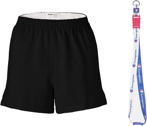 شورت نسائي أصلي من Soffe - أسود + حزمة سلسلة مفاتيح | مزيج من القطن والبوليستر المريح | ملحق أنيق وملائم (الولايات المتحدة، ألفا، متوسط، عادي، عادي، أسود) in Kuwait