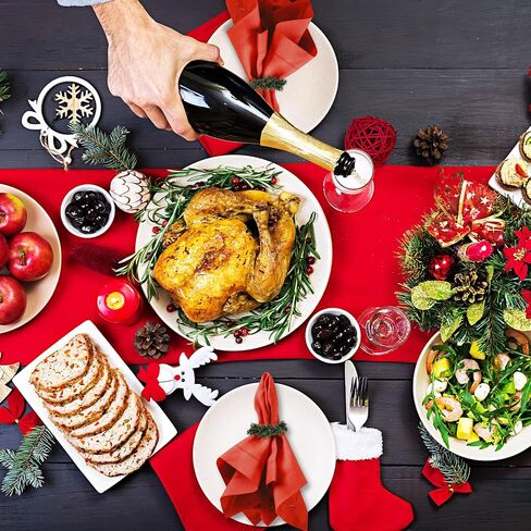 Amaxiu Christmas Napkin Rings, Set of 12 Pine Needles Napkin Holder with Red Berry Xmas Rattan Serviette Wreath Holiday Dinning Table Decorations for Christmas Party Supplies (B) in Saudi Arabia