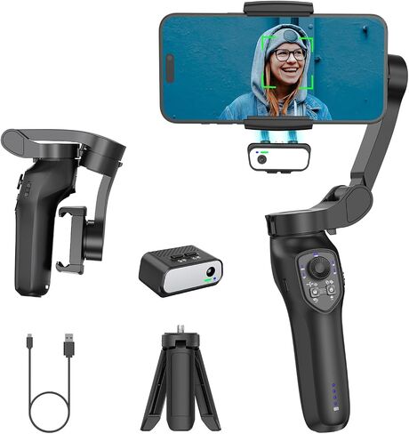 L7C Pro, Gimbal stabilizer for iphone, Phone Stabilizer for Video Recording with Face/Object Tracking, 3-Axis Gimbal for Android & iPhone 15 Pro Max, Foldable iPhone Gimbal Vlog Recording in Saudi Arabia