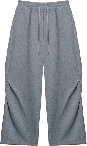 Men's Baggy Sweatpants Drawstring Elastic Waist Y2K Loose Wide Leg Long Pants with Pockets in Kuwait