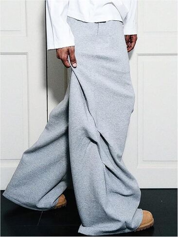 Men's Baggy Sweatpants Drawstring Elastic Waist Y2K Loose Wide Leg Long Pants with Pockets in Kuwait