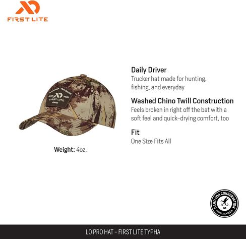 First Lite Lo-Pro Hat - Lightweight Durable Strapback Camo Hunting Cap in Kuwait
