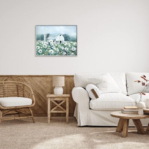 Stupell Industries Rural Anemone Flower Meadow White Farmland Barn Framed Wall Art, Design By Sally Swatland in Saudi Arabia