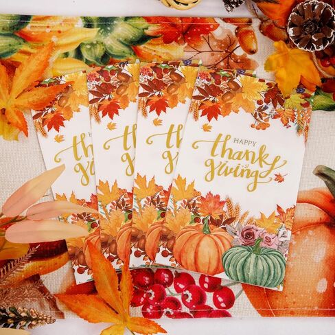 Supernal 100pcs Thanksgiving Napkins 3-Ply Disposable Thanksgiving Paper Napkins Thanksgiving Dinner Napkins Fall Pumpkin Paper Napkins for Home Dinner Bathroom Kitchen Autumn Thanksgiving Decoration in Saudi Arabia