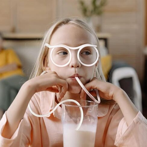 Straw Glasses, Funny Straw Glasses for adults, Crazy Eyeglass Glasses Straw for Birthday, DIY Fun Activities, Kids Party, Party Supplies, Game Ideas (1 Pcs, Crystal) in Saudi Arabia