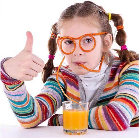 Straw Glasses, Funny Straw Glasses for adults, Crazy Eyeglass Glasses Straw for Birthday, DIY Fun Activities, Kids Party, Party Supplies, Game Ideas (1 Pcs, Crystal) in Saudi Arabia